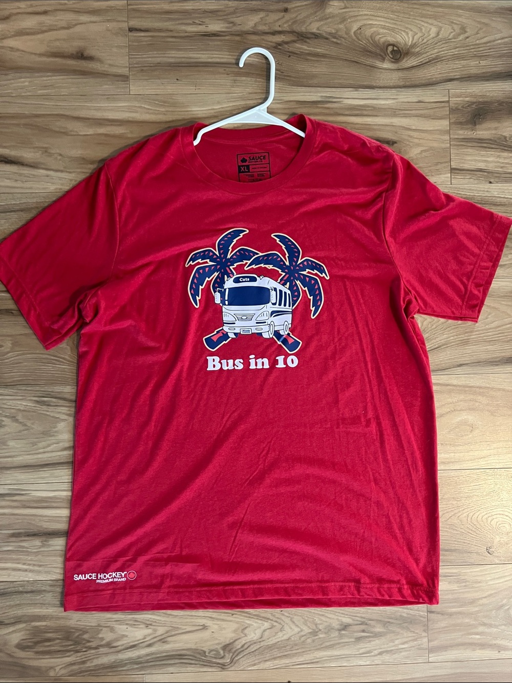 Sauce Hockey Cats Red 'Bus in 10' Graphic Tee